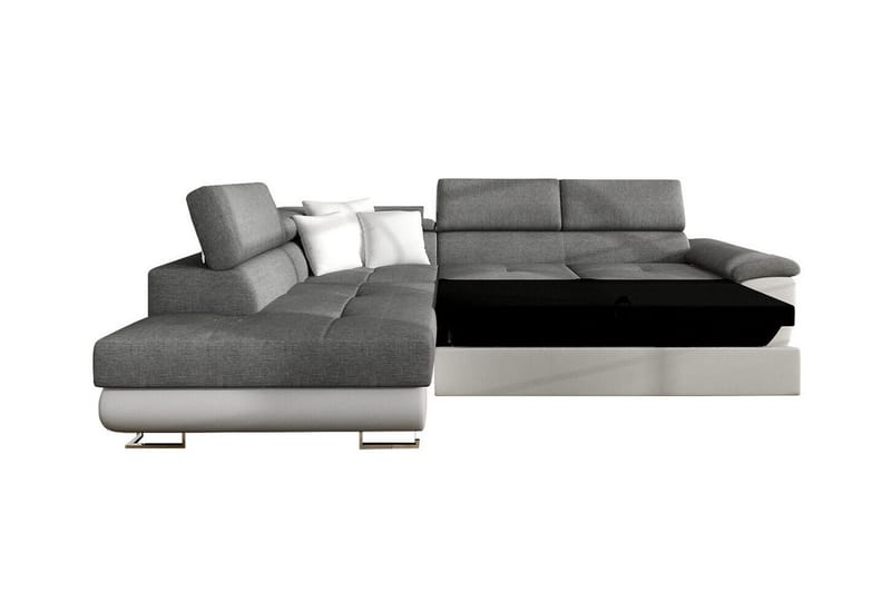 Reginia Venstrevendt Hjørnesovesofa 125x195 cm med Opbevaring i Fløjlskord - Blå - Møbler - Sofaer - Sovesofaer