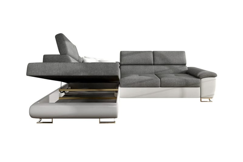 Reginia Venstrevendt Hjørnesovesofa 125x195 cm med Opbevaring i Fløjlskord - Blå - Møbler - Sofaer - Sovesofaer