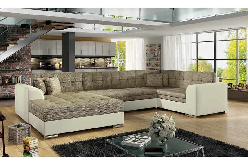 Rineta sovesofa med dobbelt sofa, Beige