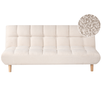 Risor Foldbar Sovesofa 112x190 cm i Bouclé - Hvid - Møbler - Sofaer - Sovesofaer - 2 personers sovesofa