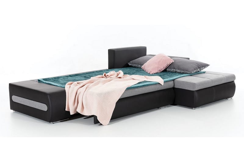 Rodeche 3-personers Sovesofa med Chaiselong og Opbevaring - Lysegrå - Møbler - Sofaer - Sovesofaer