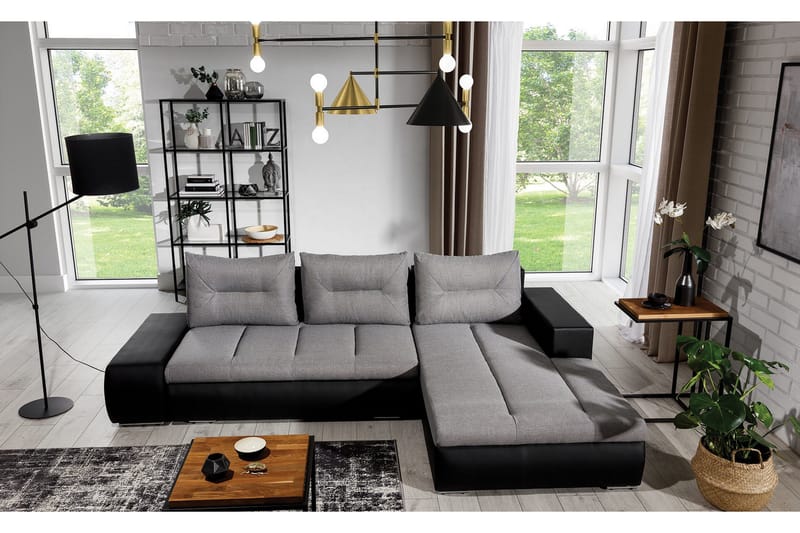 Rodeche 3-personers Sovesofa med Chaiselong og Opbevaring - Lysegrå - Møbler - Sofaer - Sovesofaer