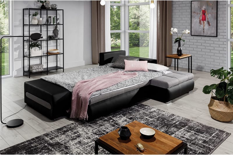 Rodeche 3-personers Sovesofa med Chaiselong og Opbevaring - Lysegrå - Møbler - Sofaer - Sovesofaer