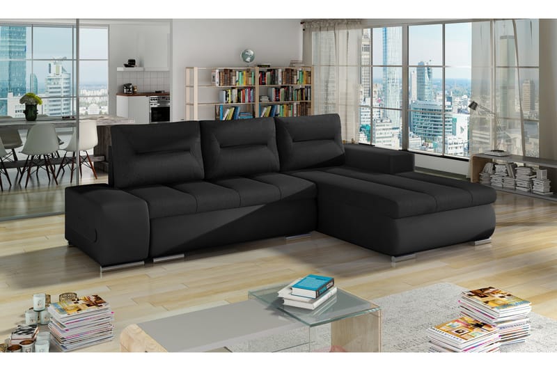 Rodeche sovesofa - Sort/Sort - Sovesofaer - 4 personers sovesofa