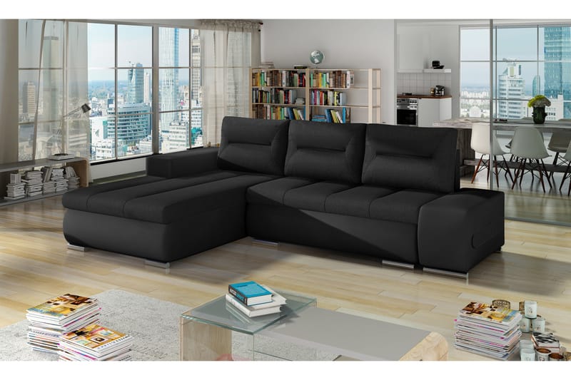 Rodeche sovesofa - Sort/Sort - Sovesofaer - 4 personers sovesofa