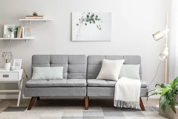 Ronne 2-personers Sengbar Rektangulær Sovesofa i Stof med Træben - Grå - Møbler - Sofaer - Sovesofaer
