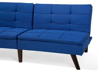 Ronne 2-personers Foldbar Rektangulær Sovesofa i Stof med Træben - Blå - Møbler - Sofaer - Sovesofaer