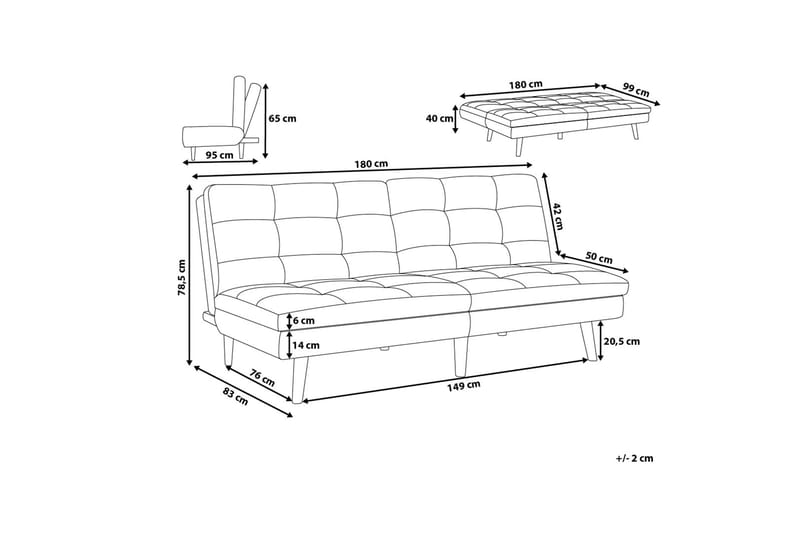 Ronne sovesofa 180 cm - Blå - Sovesofaer - 3 personers sovesofa