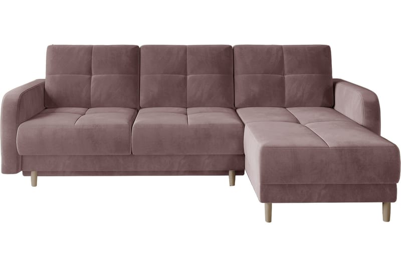 Saimon Sovesofa med Chaiselong og Opbevaring 3-personers - Rosa - Møbler - Sofaer - Sovesofaer
