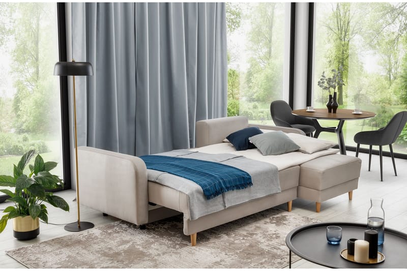 Saimon Sovesofa med Chaiselong og Opbevaring 3-personers - Sort - Møbler - Sofaer - Sovesofaer