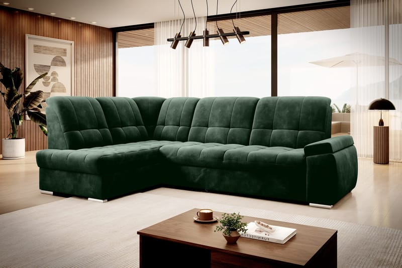 Sajana Sovesofa med Chaiselong 3-personers, Mørkegrøn