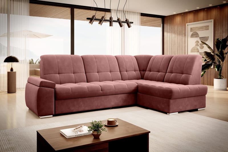 Sajana Sovesofa med Chaiselong 3-personers - Rosa - Møbler - Sofaer - Sovesofaer
