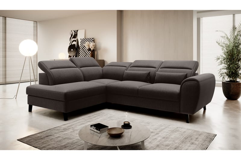 Sajda Sovesofa med Chaiselong 3-personers - Mørkebrun - Møbler - Sofaer - Sovesofaer