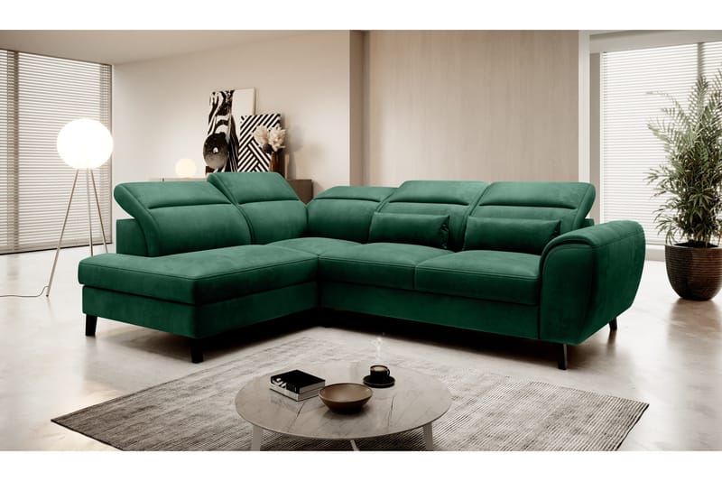 Sajda Sovesofa med Chaiselong 3-personers, Mørkegrøn