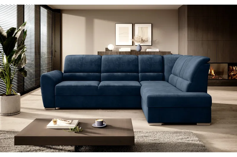 Sajmon Sovesofa med Chaiselong 3-personers, Mørkeblå