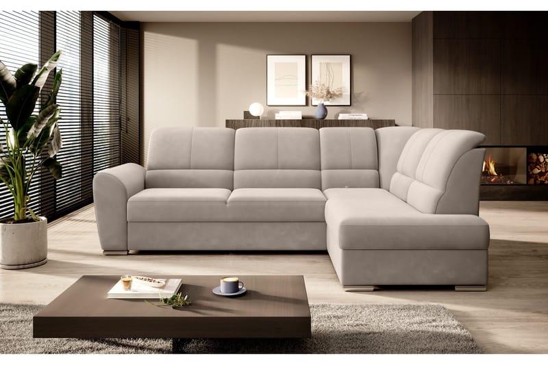 Sajmon Sovesofa med Chaiselong 3-personers - Beige - Møbler - Sofaer - Sovesofaer