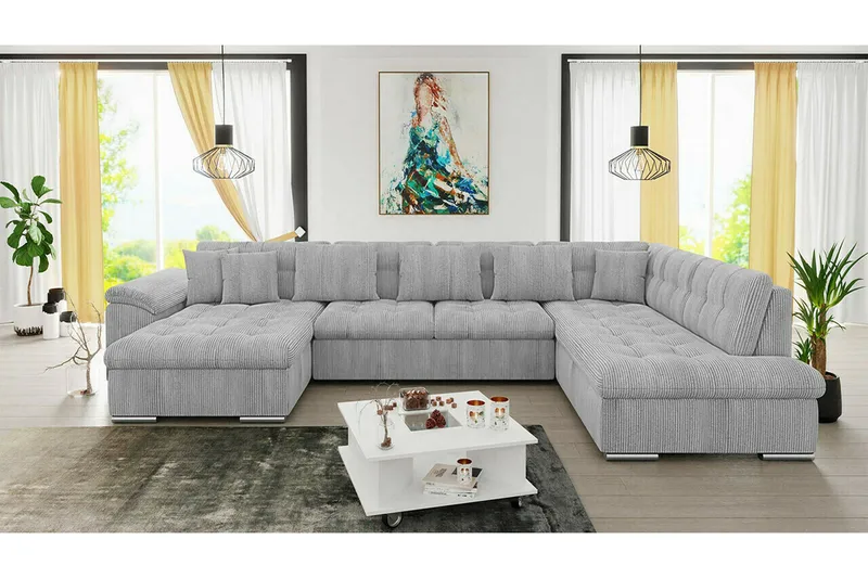 Sakri 5-sits Hörnbäddsoffa Light grey/Dark grey - Møbler - Sofaer - Sovesofaer