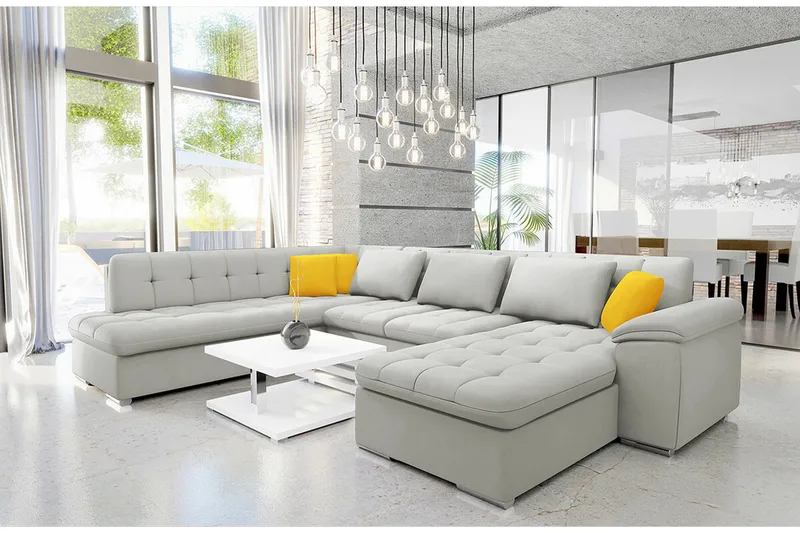 Sakri 5-sits Hörnbäddsoffa Ljusgrå - Møbler - Sofaer - Sovesofaer