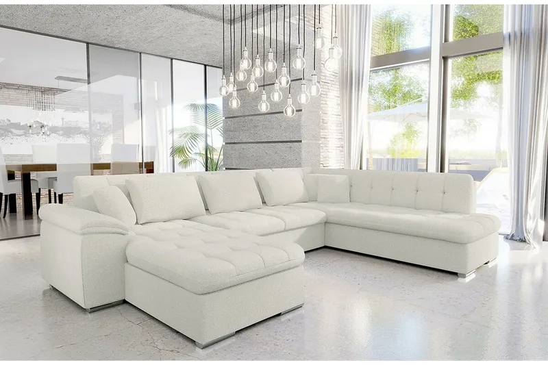 Sakri 5-sits Hörnbäddsoffa NO_BRAND White - Møbler - Sofaer - Sovesofaer