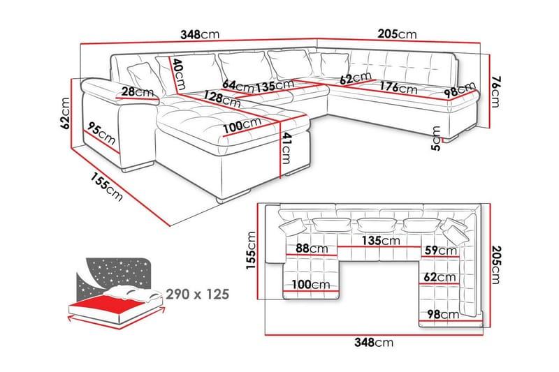 Sakri 5-personers Hjørnesovesofa - Møbler - Sofaer - Sovesofaer