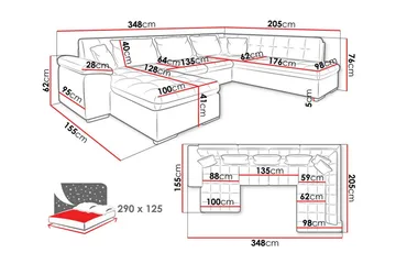 Sakri 5-personers Hjørnesovesofa - Møbler - Sofaer - Sovesofaer