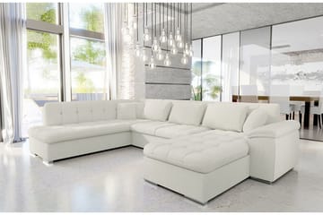 Sakri 5-personers Højre U-formet Hjørnesovesofa 125x290 cm med Opbevaring i Bouclé - Hvid - Møbler - Sofaer - Sovesofaer