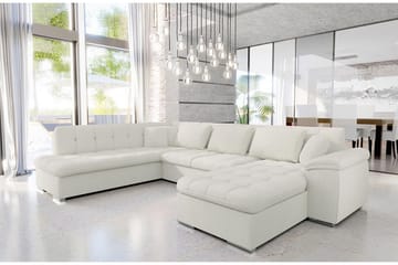 Sakri 5-personers Højre Hjørnesovesofa 125x290 cm med Opbevaring i Bouclé - Hvid - Møbler - Sofaer - Sovesofaer