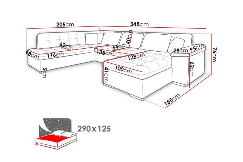Sakri 5-personers Hjørnesovesofa - Beige - Møbler - Sofaer - Sovesofaer