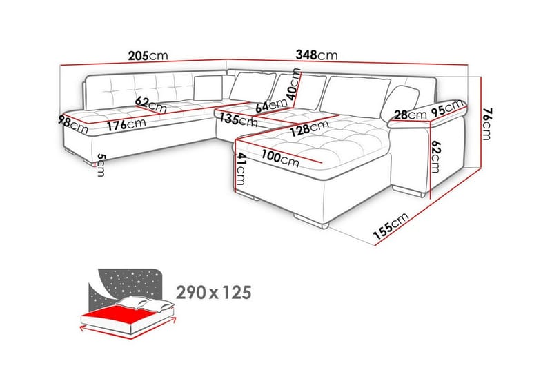 Sakri 5-personers Hjørnesovesofa - Beige - Møbler - Sofaer - Sovesofaer