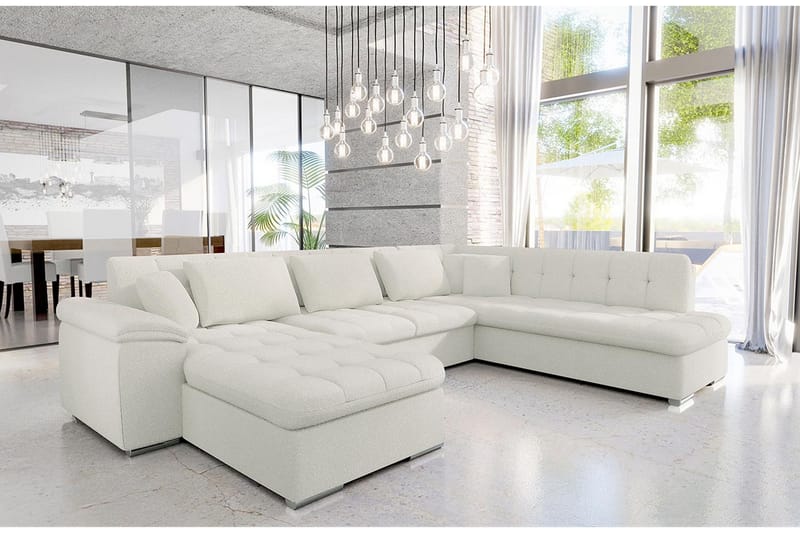 Sakri 5-personers Hjørnesovesofa - Hvid - Møbler - Sofaer - Sovesofaer