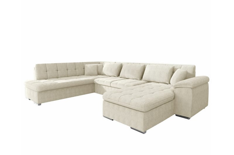 Sakri 5-personers Hjørnesovesofa - Beige - Sovesofaer - Sovesofa chaiselong