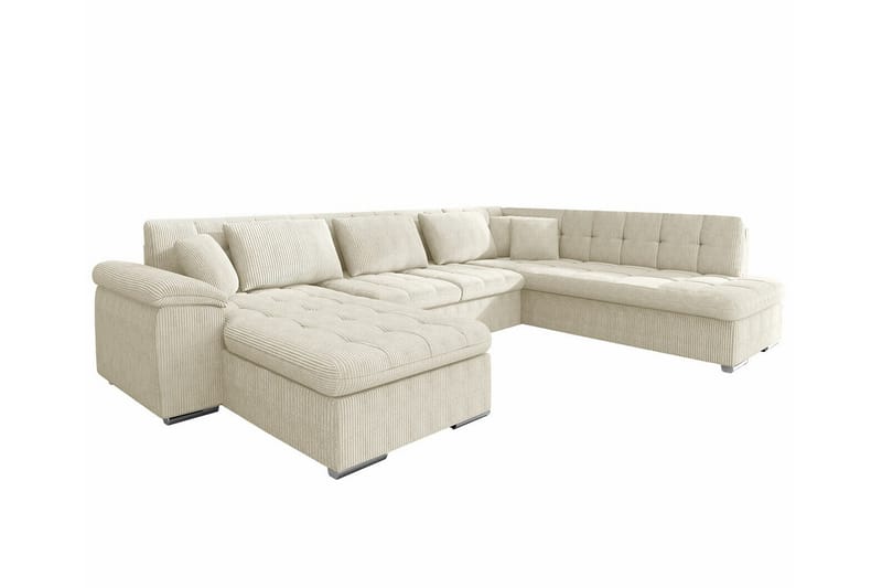 Sakri 5-personers Hjørnesovesofa - Beige/Lys beige - Sovesofaer - Sovesofa chaiselong