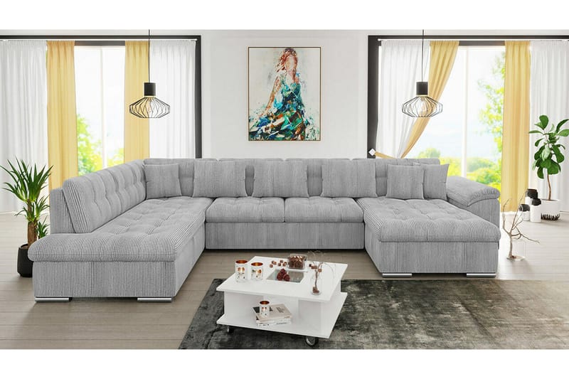 Sakri 5-personers Hjørnesovesofa - Lysegrå/Mørkegrå - Møbler - Sofaer - Sovesofaer
