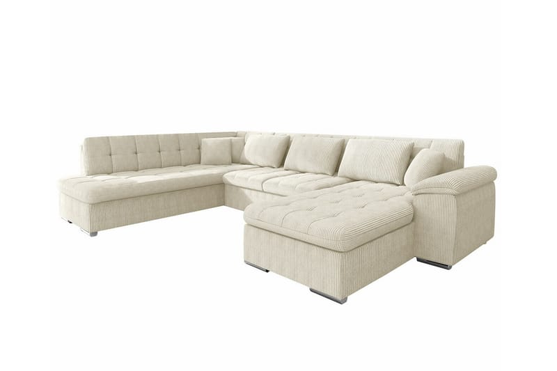 Sakri 5-personers Hjørnesovesofa - Beige - Sovesofaer - Sovesofa chaiselong