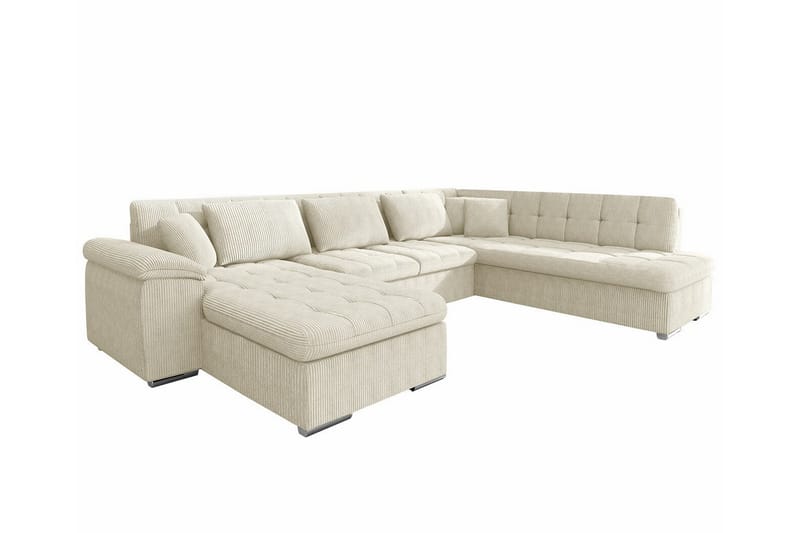 Sakri 5-personers Hjørnesovesofa - Beige - Sovesofaer - Sovesofa chaiselong