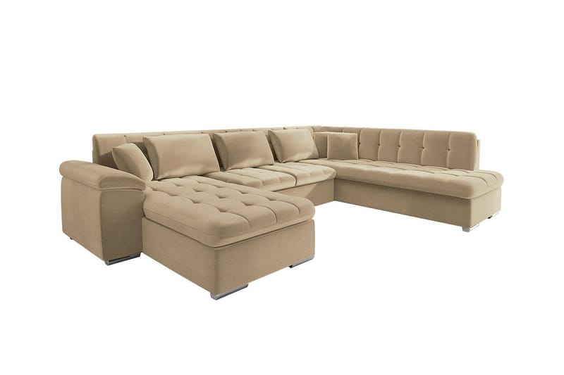 Sakri 5-personers Hjørnesovesofa - Beige - Sovesofaer - Sovesofa chaiselong