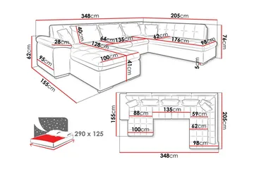 Sakri 5-personers Hjørnesovesofa - Møbler - Sofaer - Sovesofaer