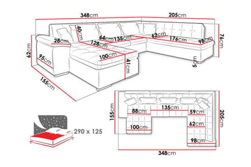 Sakri 5-personers Hjørnesovesofa - Møbler - Sofaer - Sovesofaer