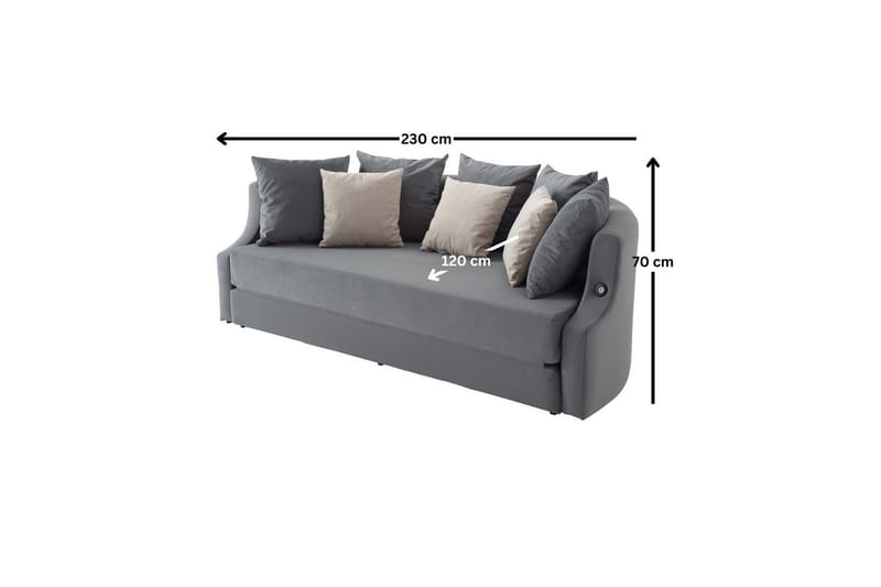 Salrican Sovesofa 3-personers - Grå - Møbler - Sofaer - Sovesofaer