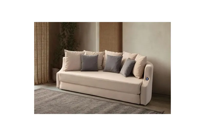 Salrican Sovesofa 3-personers - Cremehvid - Møbler - Sofaer - Sovesofaer