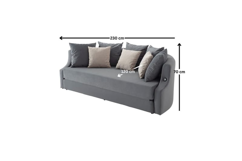 Salrican Sovesofa 3-personers - Grå - Møbler - Sofaer - Sovesofaer