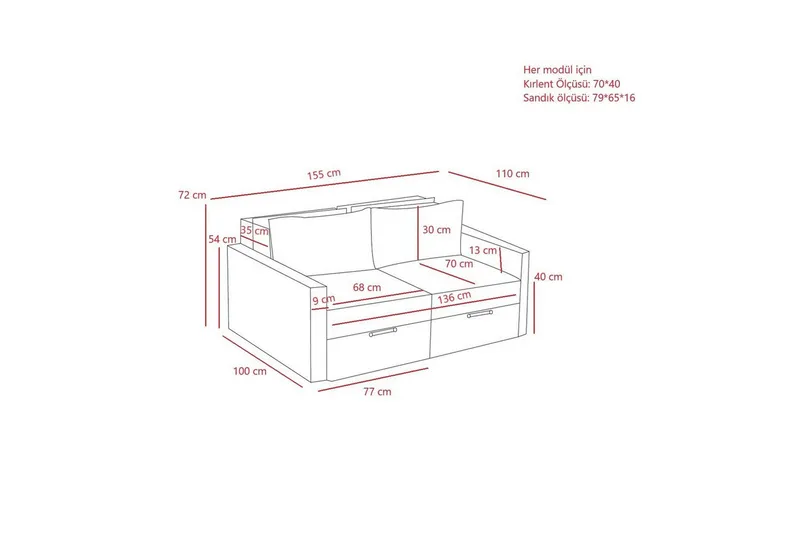 Savra 2-personers Rektangulær Sovesofa 136x200 cm med Opbevaring i Stof - Grå - Møbler - Sofaer - Sovesofaer