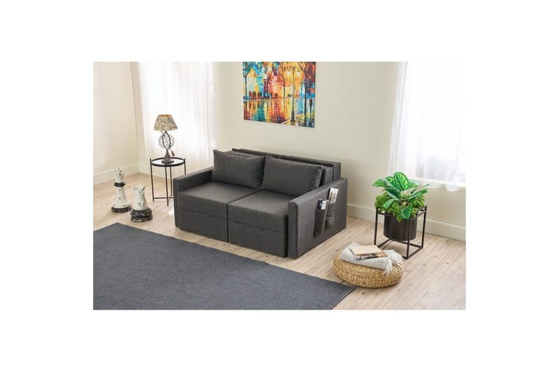 Savra Sovesofa med Divan 2-sits - Antracit - Møbler - Sofaer - Sovesofaer