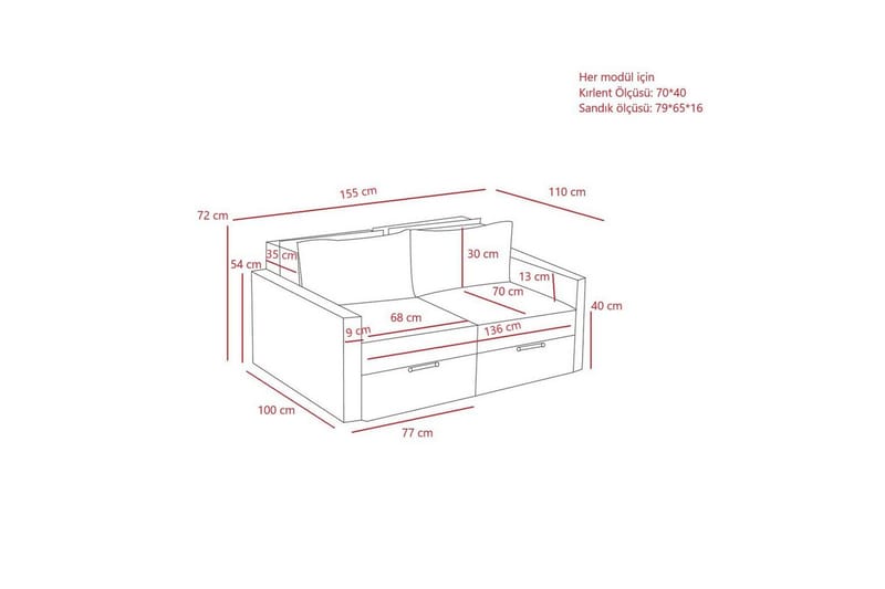 Savra Sovesofa med Divan 2-sits - Antracit - Møbler - Sofaer - Sovesofaer