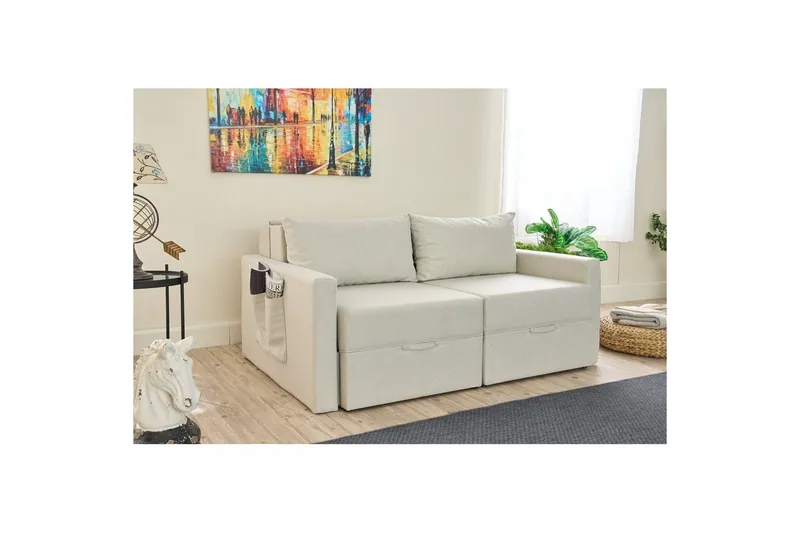Savra Sovesofa med Divan 2-sits - Creme - Møbler - Sofaer - Sovesofaer