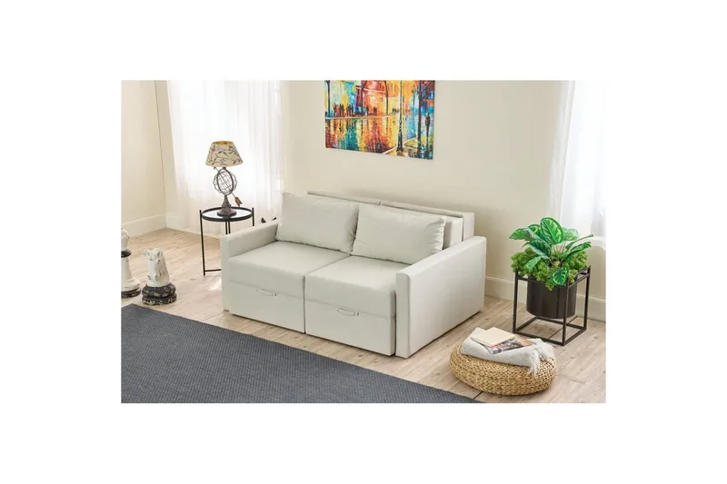 Savra Sovesofa med Divan 2-sits - Creme - Møbler - Sofaer - Sovesofaer