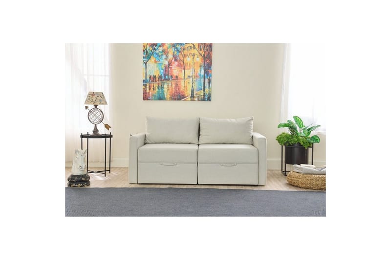 Savra Sovesofa med Divan 2-sits - Creme - Møbler - Sofaer - Sovesofaer
