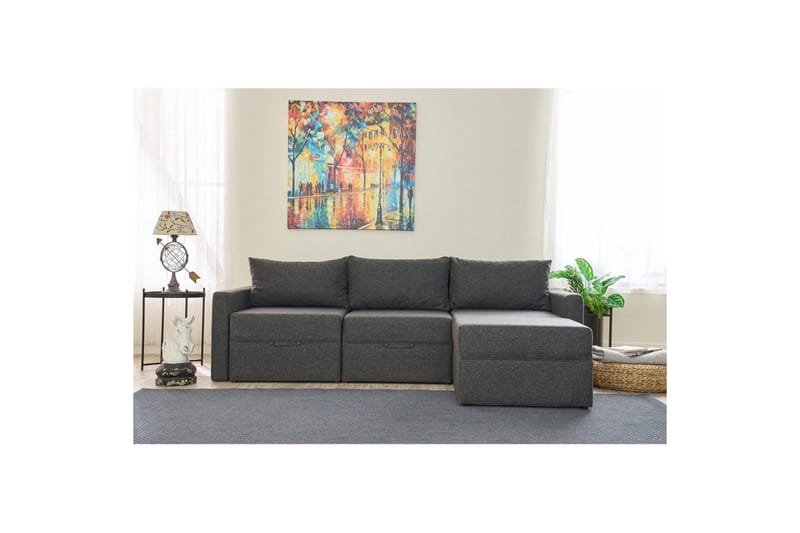Savra Sovesofa med Divan 3-sits - Antracit - Møbler - Sofaer - Sovesofaer