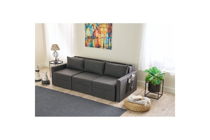 Savra Sovesofa med Divan 3-sits - Antracit - Møbler - Sofaer - Sovesofaer