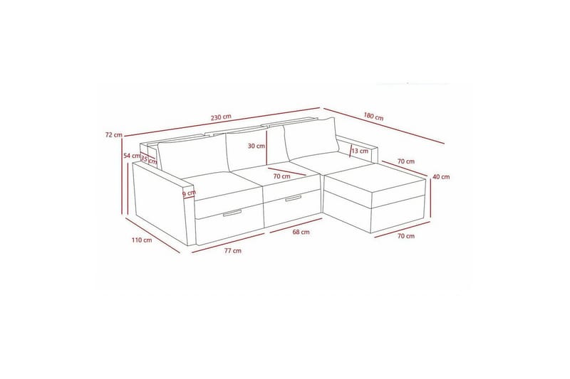 Savra Sovesofa med Divan 3-sits - Antracit - Møbler - Sofaer - Sovesofaer